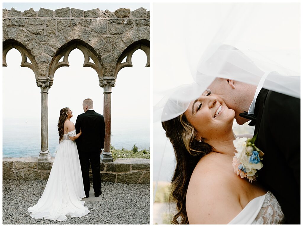 first look hammond castle wedding