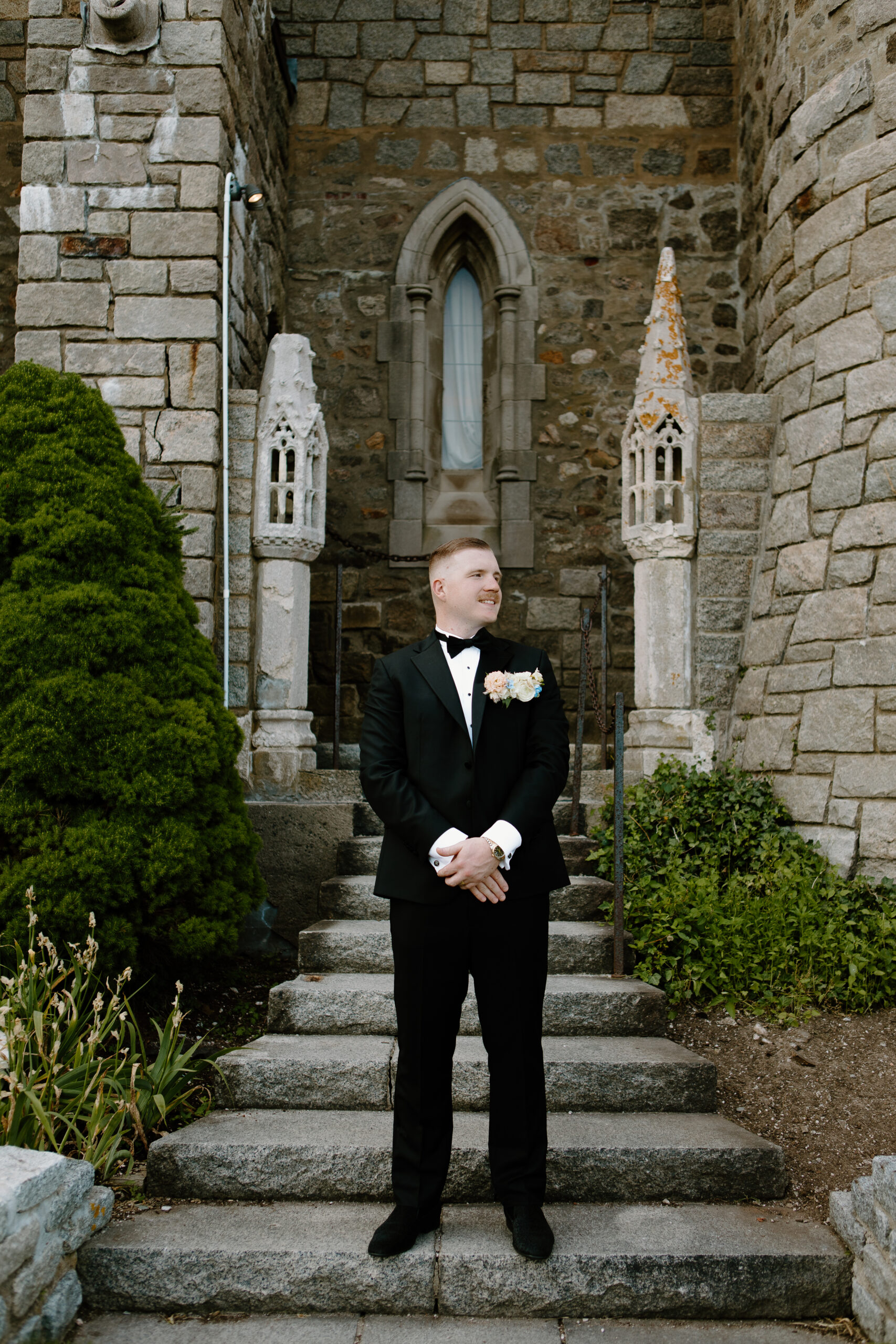 first look hammond castle wedding